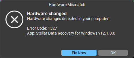 Hardware Changed error